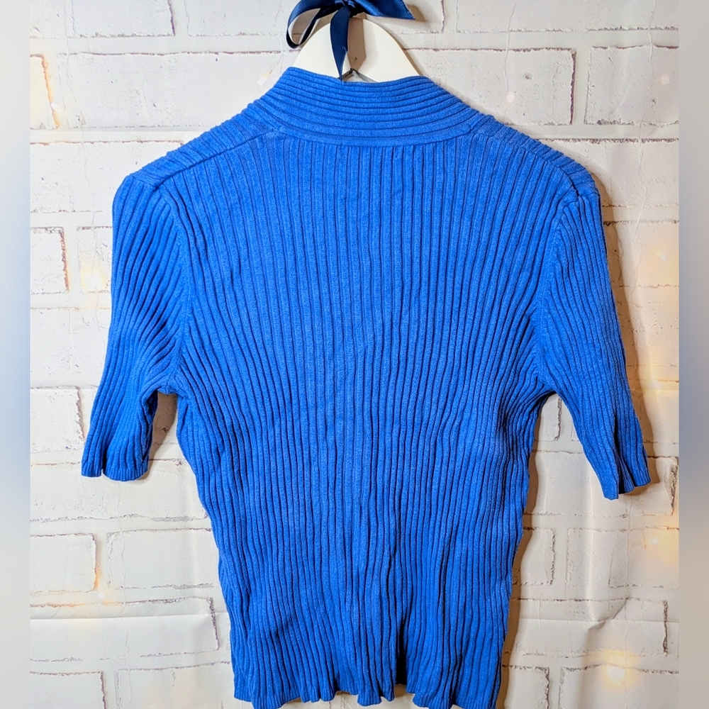 George Vibrant Blue Ribbed Knit Top - Picture 3 of 4